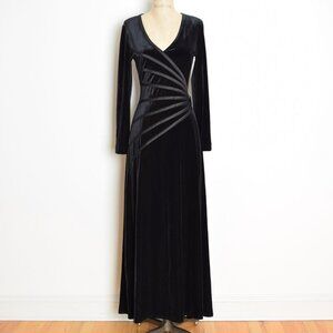 vintage 90s Y2K dress Jessica Howard black velvet ribbon long prom gown 8 M